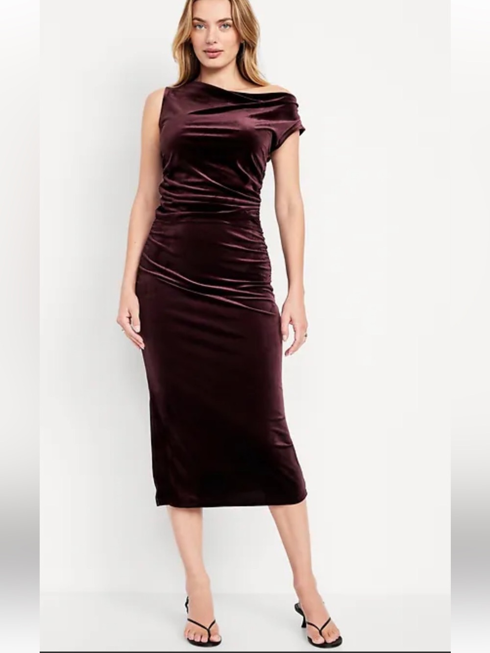 NWT Old Navy plum burgundy velvet midi skirt and top set size L